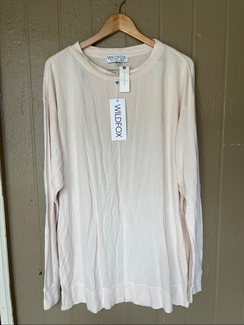 Wildfox X Anthropologie Oversized Long Sleeve sweatshirt in cream Size M